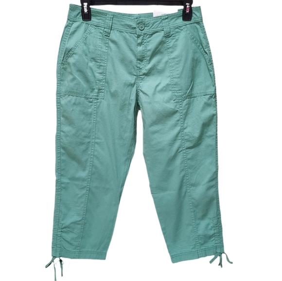 Style & Co. Pants - Style & Co Petite Mid-Rise Tie-Hem Capri Pants Straight Leg Kendal Green 12P 14P